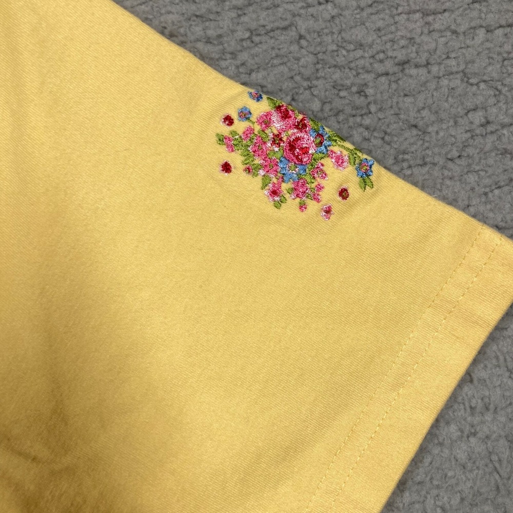 VTG Bobbie Brooks T Shirt Women's Medium Yellow Embroidered Top Grandma Core - Picture 5 of 16
